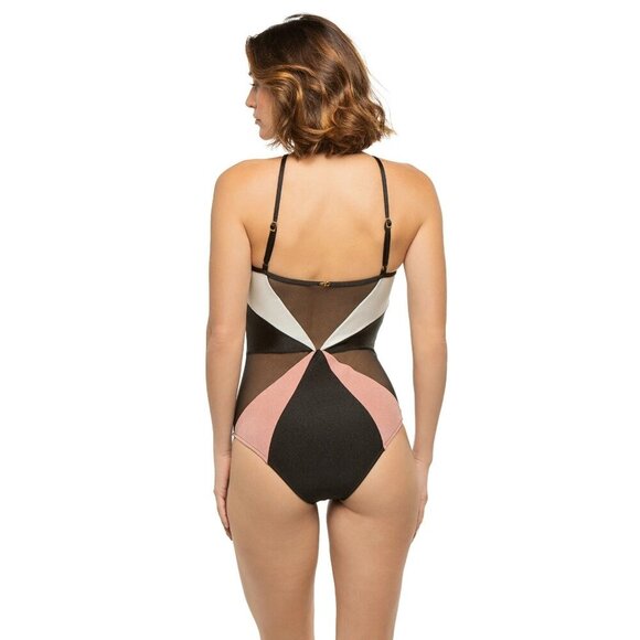 PatBO Colorblock Halter One Piece in Black white Small New Womens Swimsuit - Picture 11 of 12
